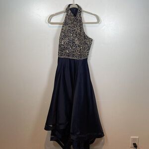 Nicole Miller Womens A-line Sequin High Low‎ Halter Dress, Size 2